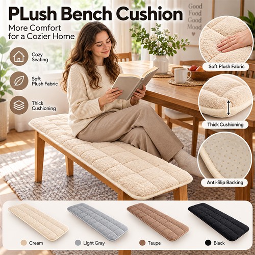 Winter plush long dining bench - winter,